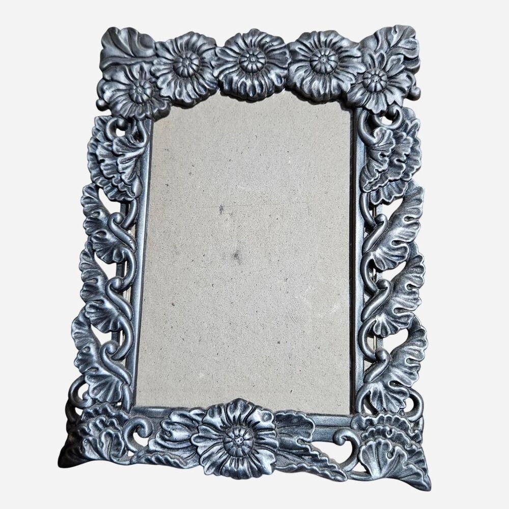 vintage cottagecore whimsigoth pewter small picture frame
